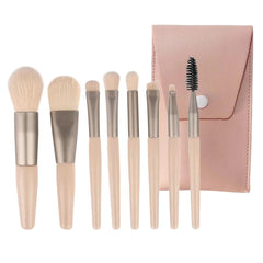 8-Piece Essential Makeup Brush Set – Soft Mint & Gold