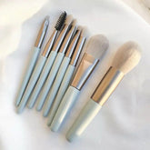 8-Piece Essential Makeup Brush Set – Soft Mint & Gold