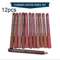 Flormar Matte Color Lipstick Pencil Set – 12 Piece Full Collection