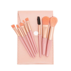 8-Piece Essential Makeup Brush Set – Soft Mint & Gold