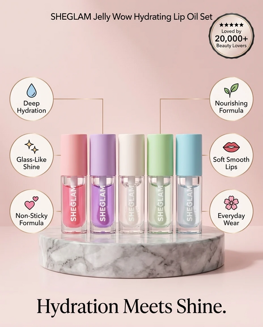 SHEGLAM Jelly Wow Hydrating Lip Oil Set (Pack of 5)