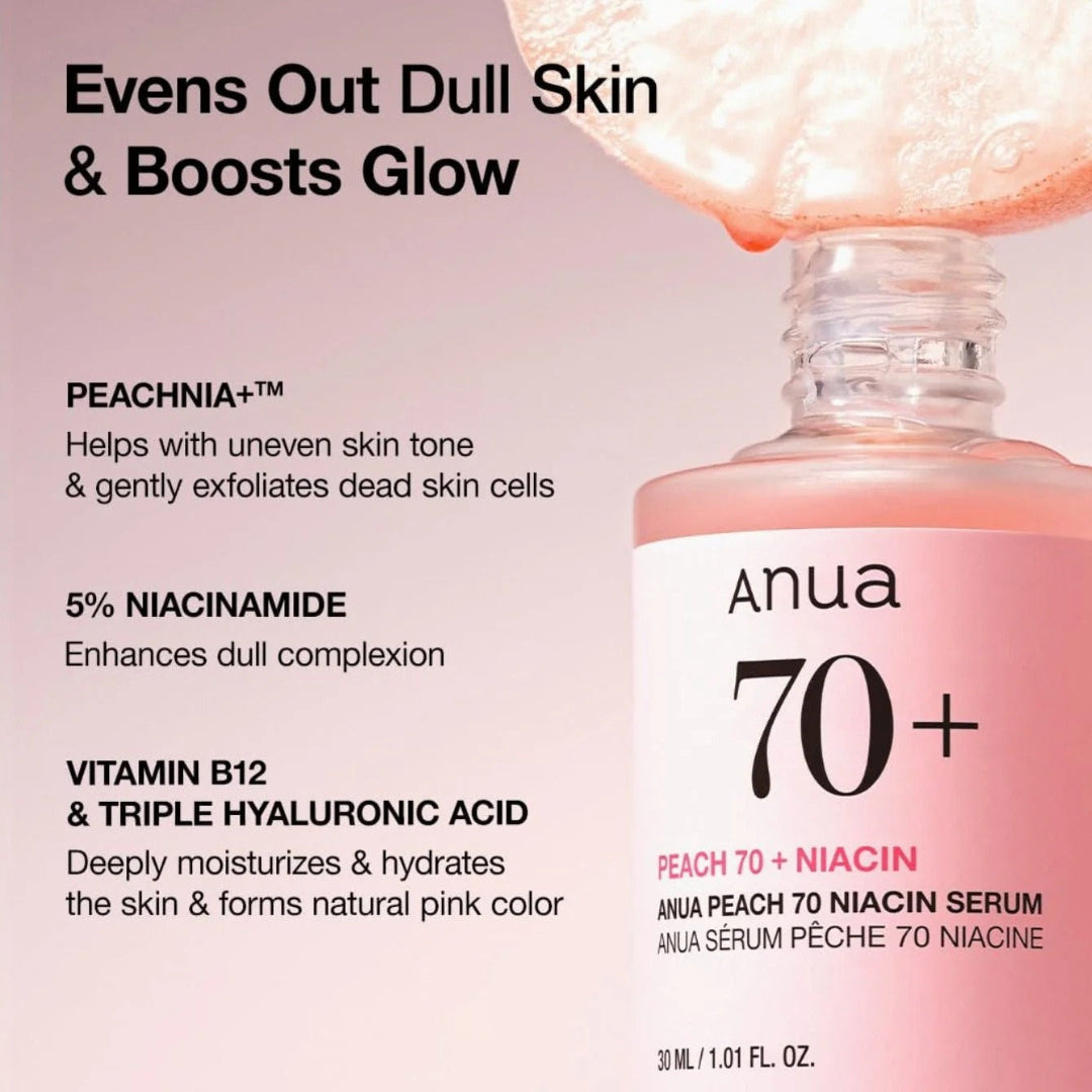 Anua Peach 70+ Niacin Serum – Brightening & Glow Boost (30ml)